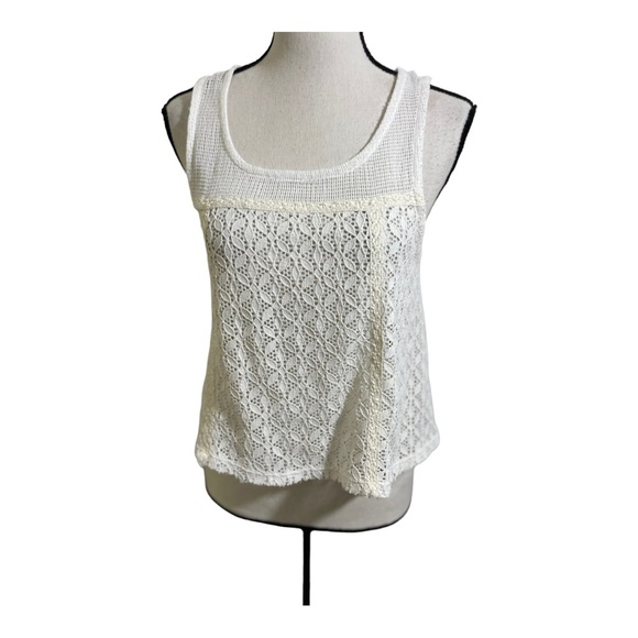 Free people Ivory lace crop top. Crochet boho style tank top. Size Medium - Picture 1 of 8